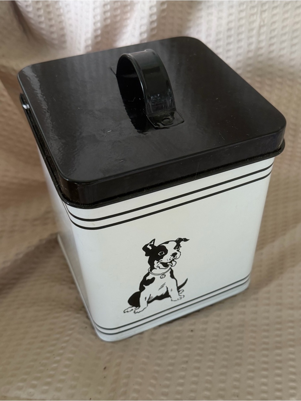 Black & White Dog Treat Canister - Classic Puppy Design